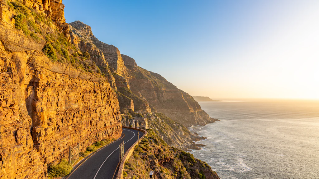 Chapman's Peak Drive winding along the cliffs above the sea